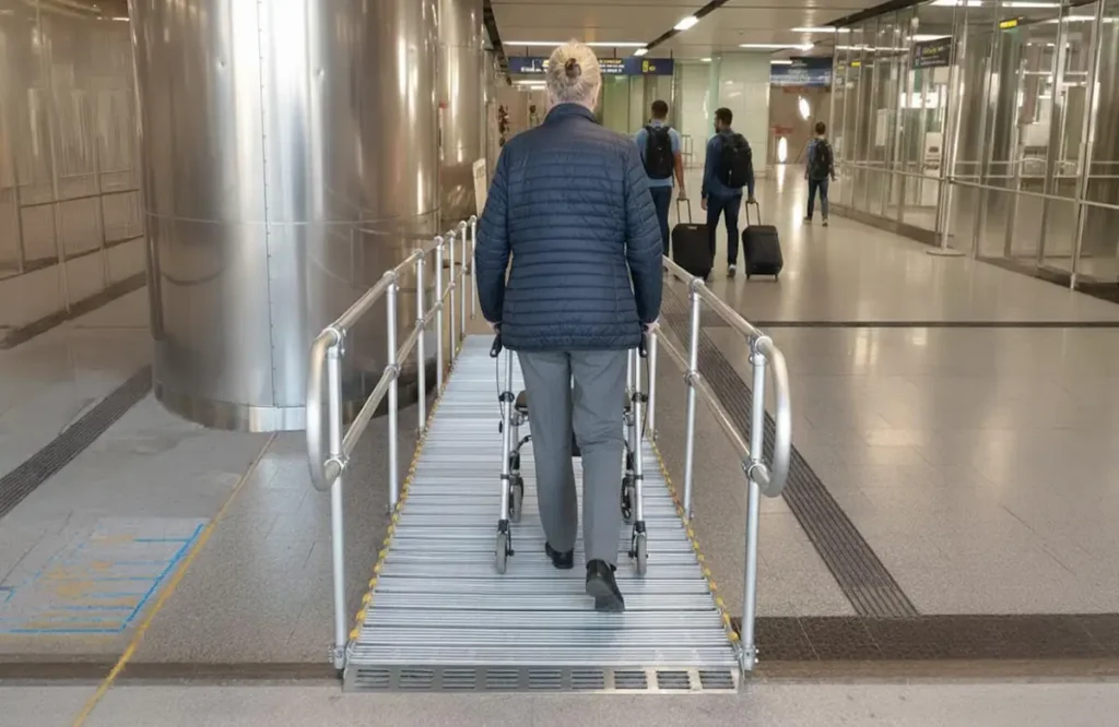Barrierefreie Rollstuhlrampe an Hauptbahnhof
