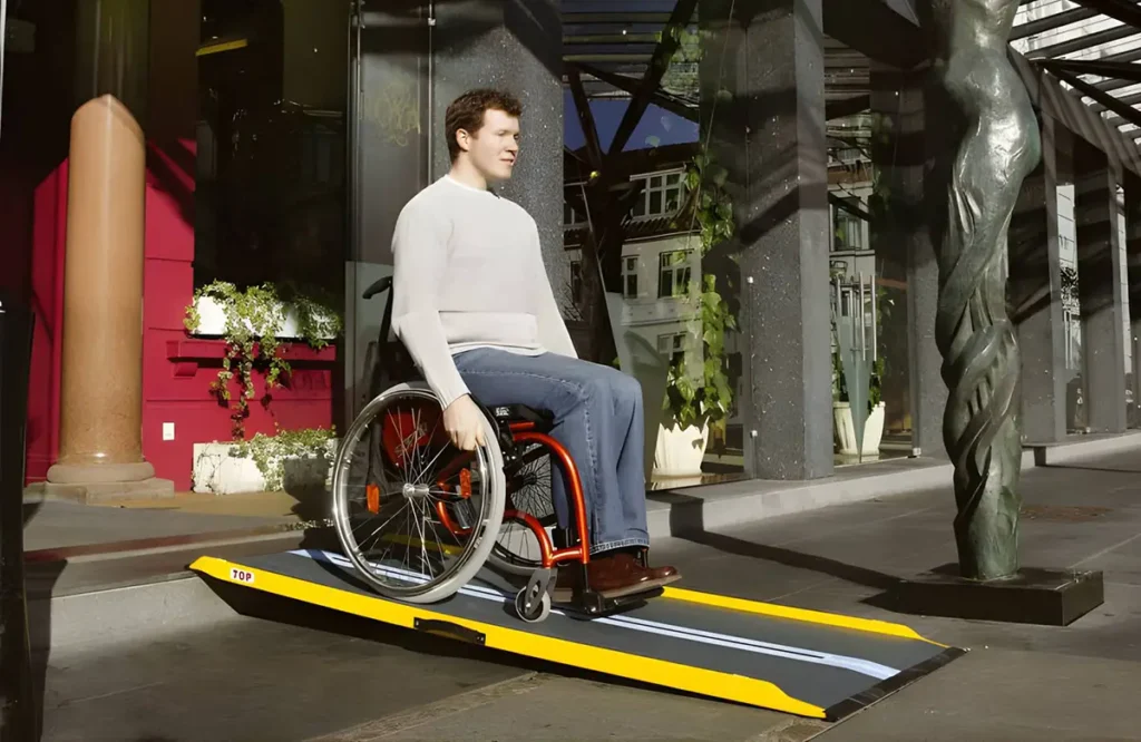 Barrierefreie Rollstuhlrampe für Bordsteinstufe