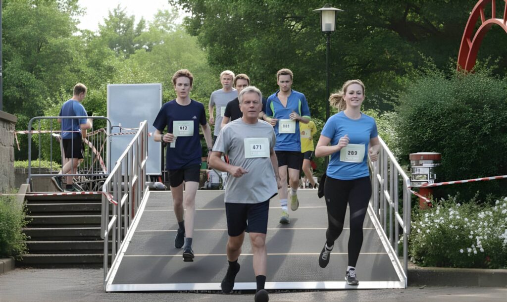 Barrierefreie Rollstuhlrampe bei Campuslauf