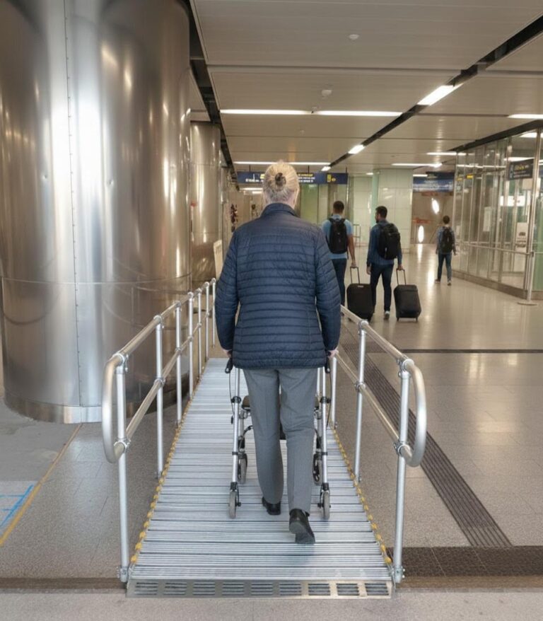 Barrierefreie Rollstuhlrampe am Hauptbahnhof